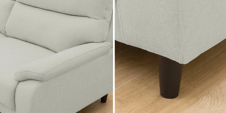 Zibby Fabric 3 Seater Sofa In Pearl White Colour - Febonic Living