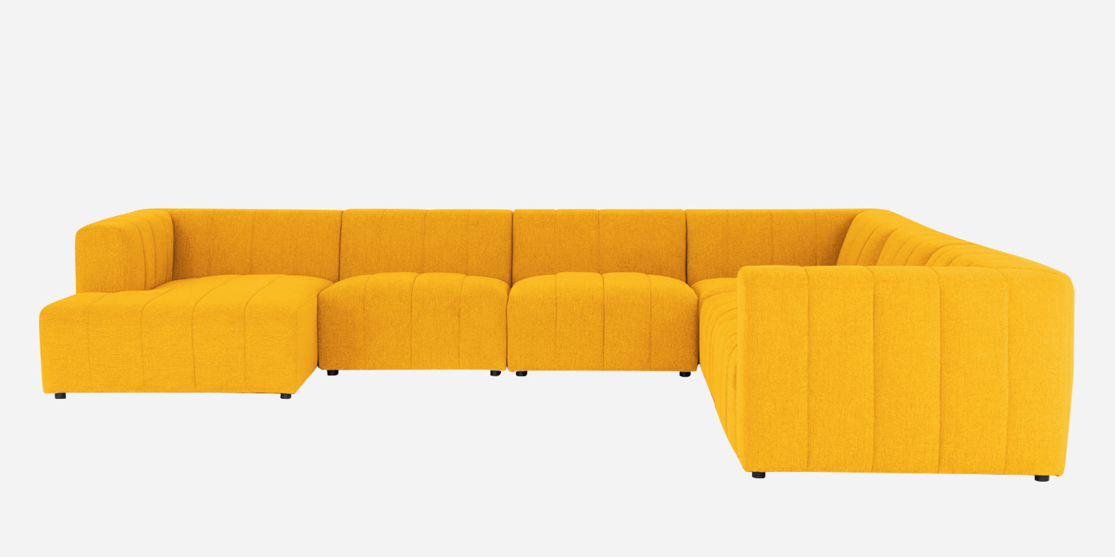 Damo Fabric RHS 8 Seater Sectional Sofa In Bold Yellow Colour