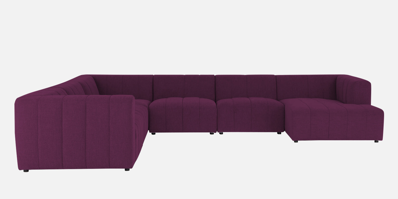 Damo Fabric LHS 8 Seater Sectional Sofa In Greek Purple Colour