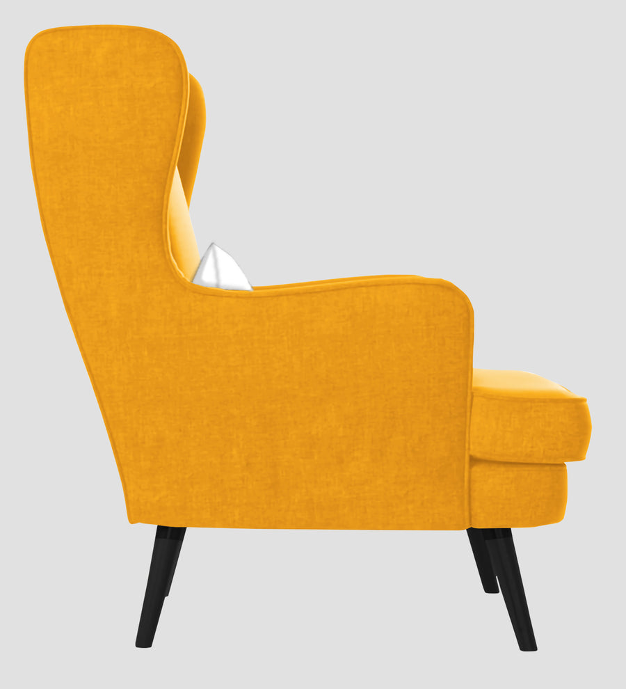 Niya Velvet Wing Chair In Safforn Yellow Colour - Febonic Living