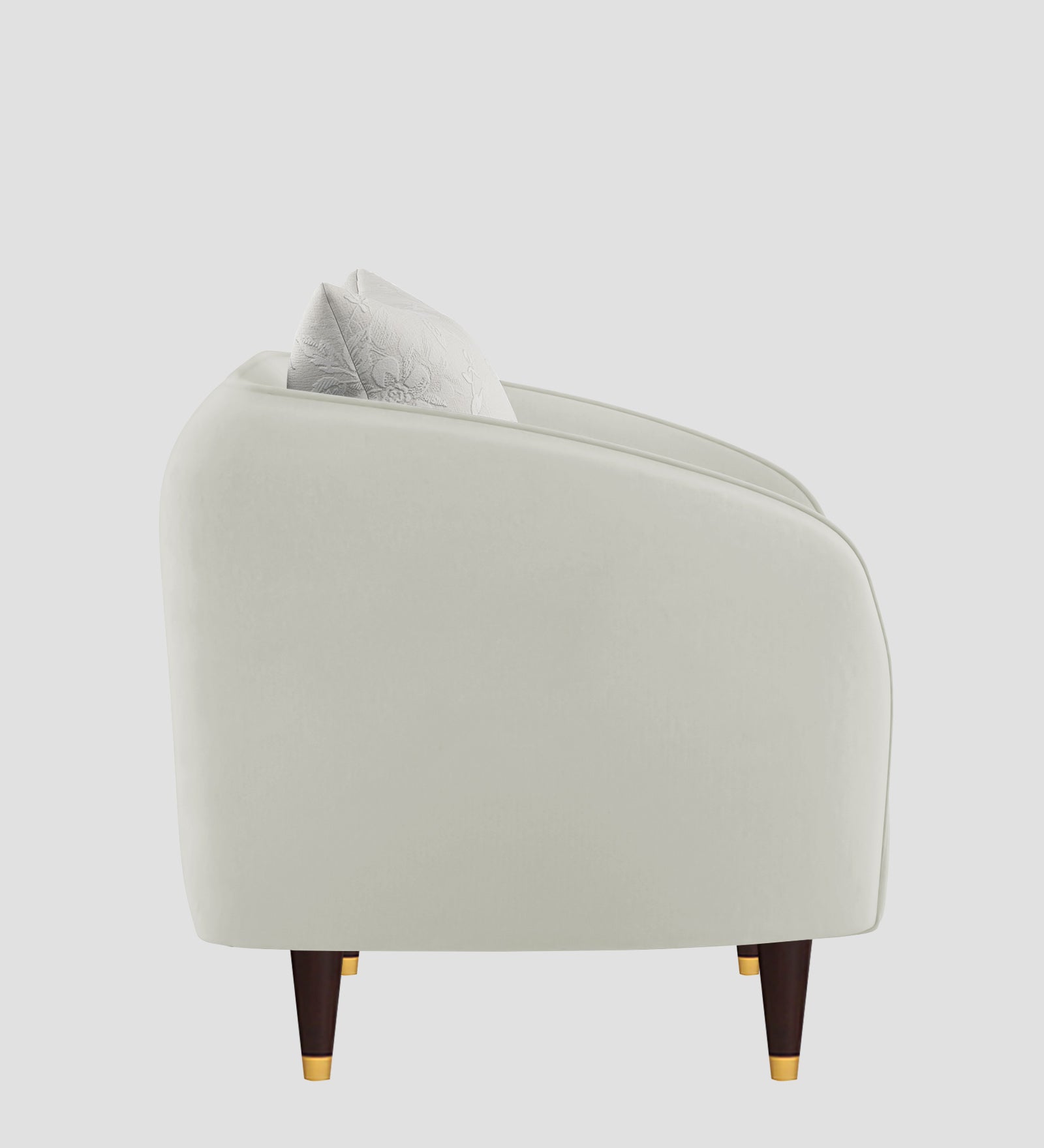 Hairo Velvet 1 Seater Sofa In  Bone Grey Colour - Febonic Living