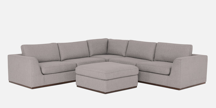 Freedom Velvet 6 Seater Lhs Corner Sofa In Pearl Grey Colour With Ottoman - Febonic Living