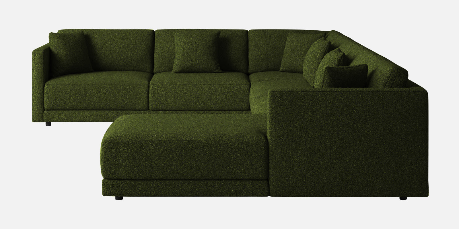 Carlin Fabric LHS 8 Seater Sectional Sofa In Olive Green Colour