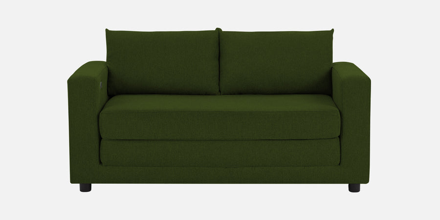 Roman Fabric 3 Seater Foldable Sofa Cum Bed In Olive Green Colour With Usb Port - Febonic Living