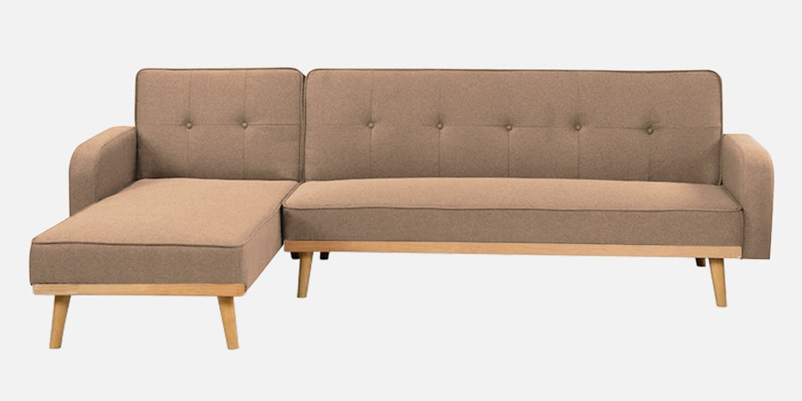 Zuno Fabric Rhs Convertible Sofa Cum Bed In Cookie Beige Colour - Febonic Living
