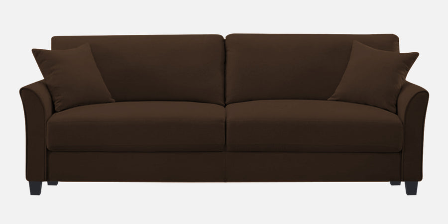 Daroo Velvet 3 Seater Sofa In Chocolate Brown Colour - Febonic Living