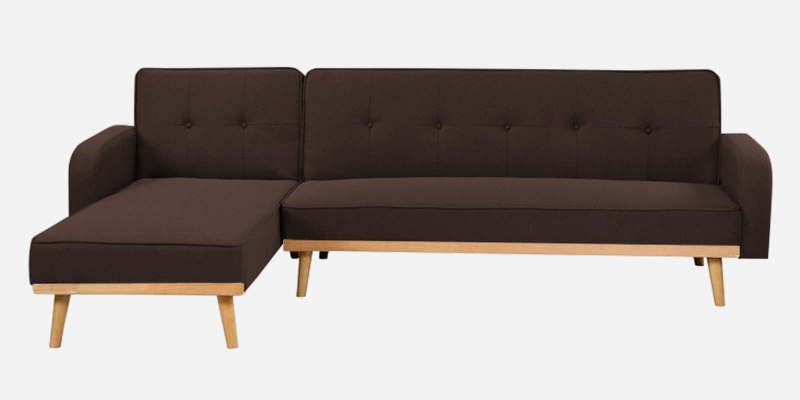 Zuno Fabric RHS Sectional + Sofa Cum Bed In Coffee Brown Colour