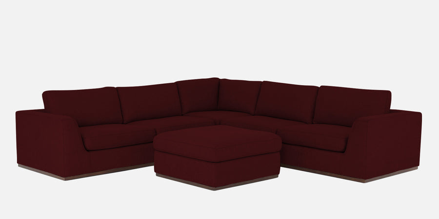 Freedom Velvet 6 Seater Lhs Corner Sofa In Dark Maroon Colour With Ottoman - Febonic Living