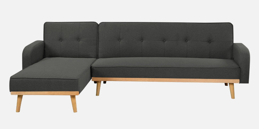 Zuno Fabric Rhs Convertible Sofa Cum Bed In Charcoal Grey Colour - Febonic Living