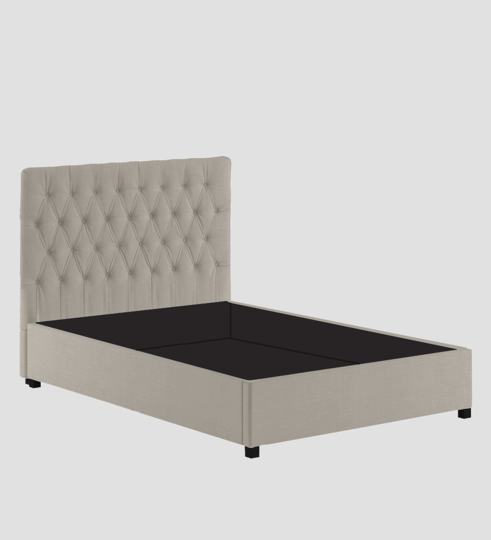 Isko Fabric King Size Bed In Ash Grey Colour With Storage Box - Febonic Living
