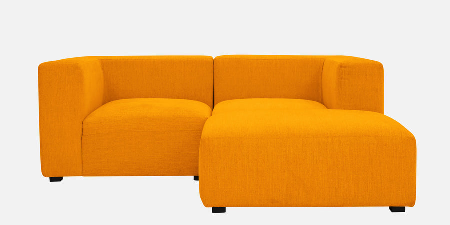 Dora Velvet Lhs Sectional Sofa 2 Ottoman Lounger In Saffron Yellow Colour - Febonic Living