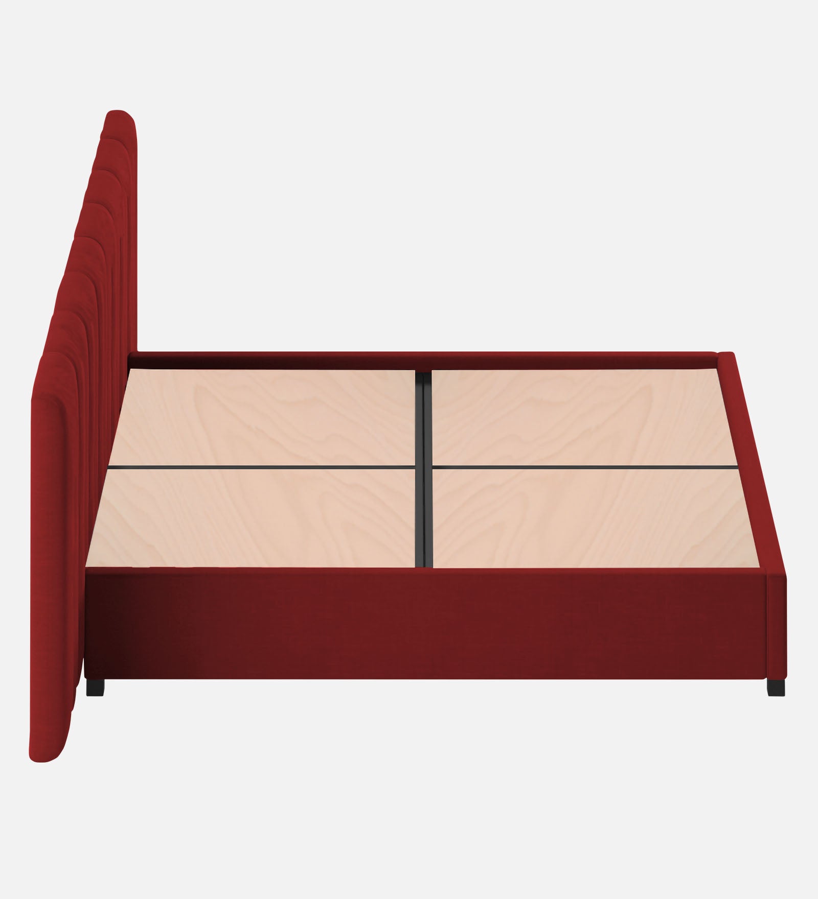 Nora Fabric Queen Size Bed In Blood Maroon Colour