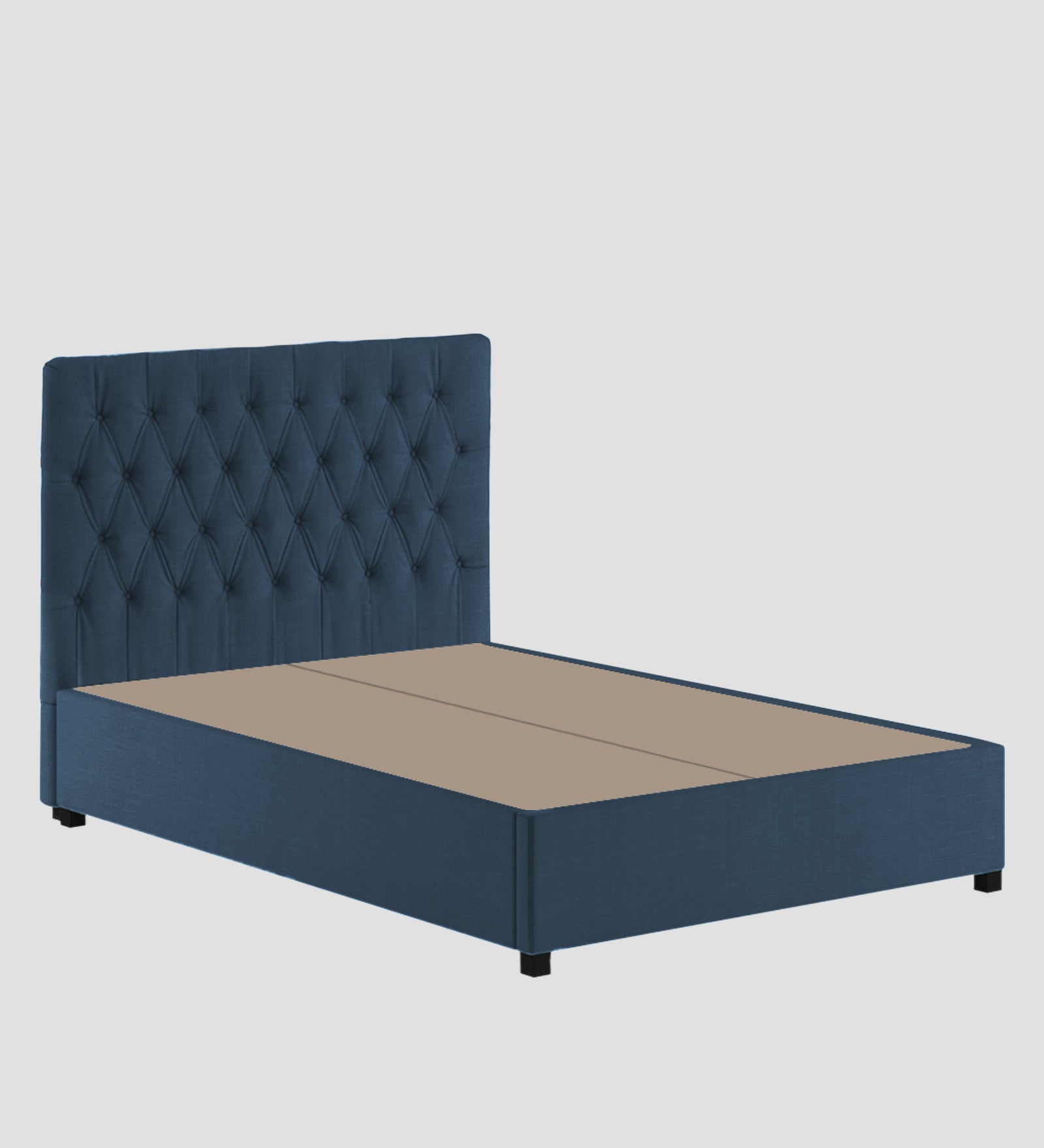 Isko Fabric King Size Bed In Light Blue Colour With Storage Box - Febonic Living