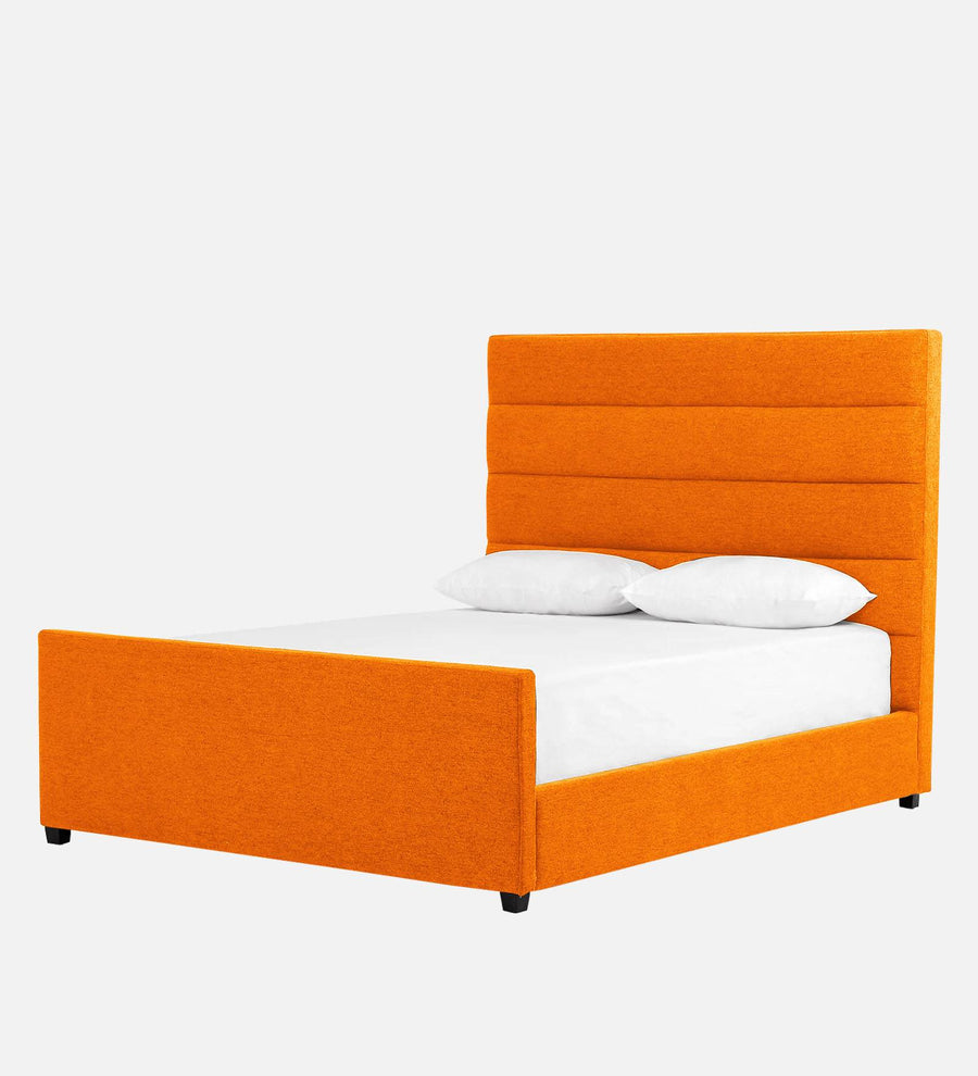 Pollen Fabric Upholstered Queen Size Bed In Vivid Orange Colour - Febonic Living