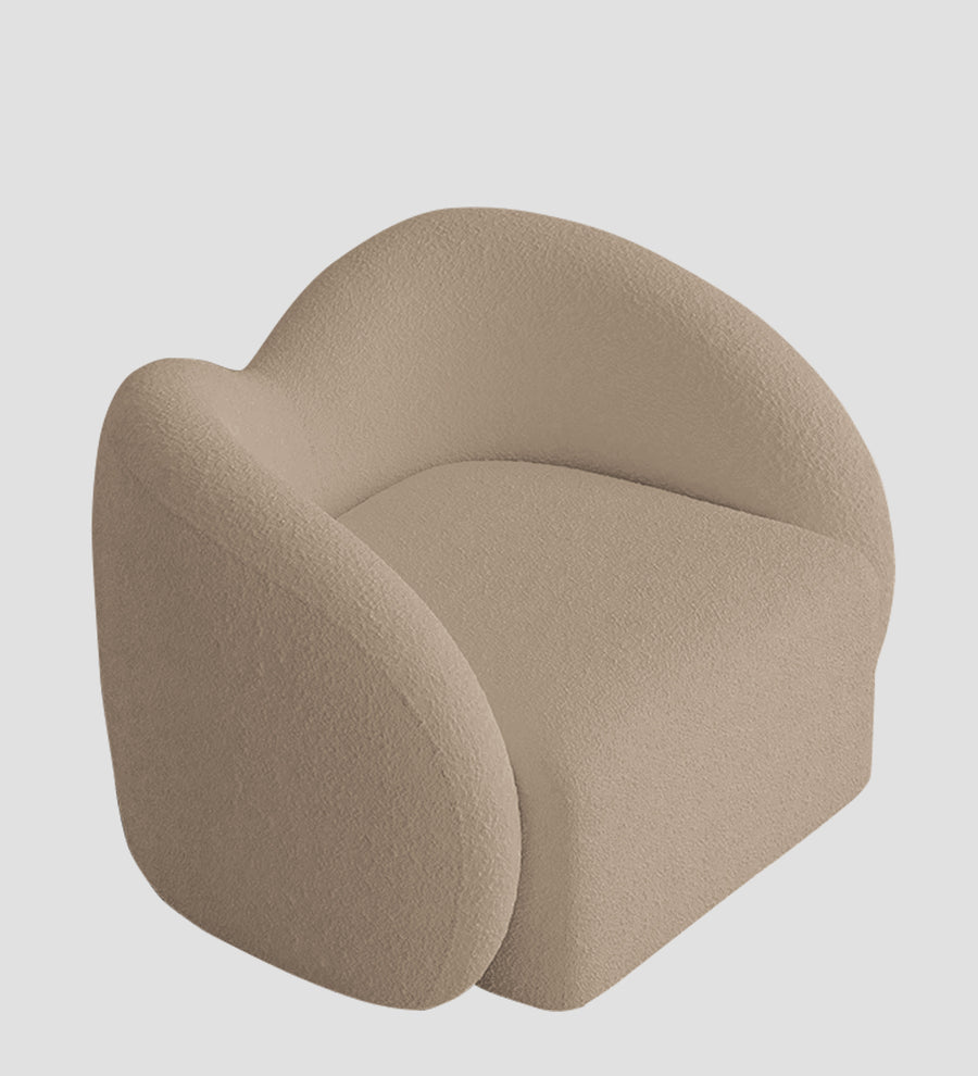 Miles Boucle Fabric Swivel Chair In Mushroom Beige Colour - Febonic Living