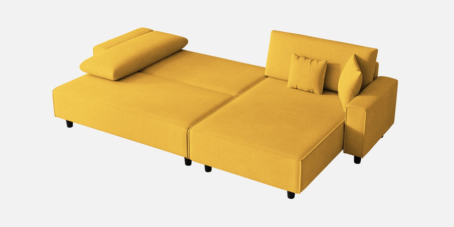 Peach Fabric Lhs 6 Seater Sofa Cum Bed With Storage In Bold Yellow Colour - Febonic Living