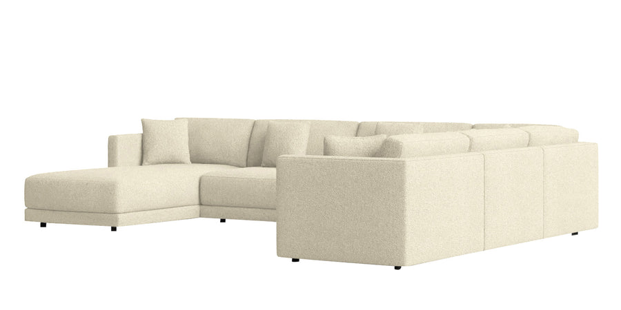 Carlin Fabric Rhs 8 Seater Sectional Sofa In Ivory Beige Colour - Febonic Living