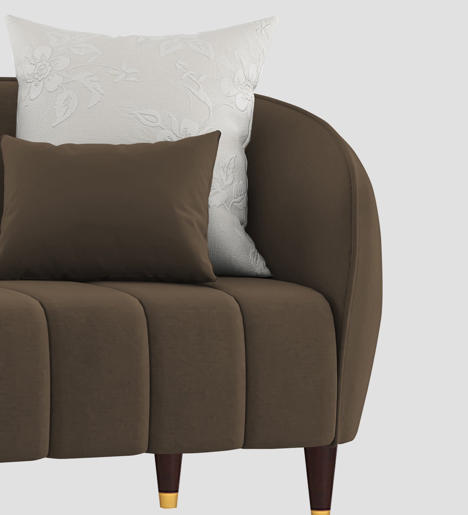 Hairo Velvet 1 Seater Sofa In  Shade Brown Colour - Febonic Living