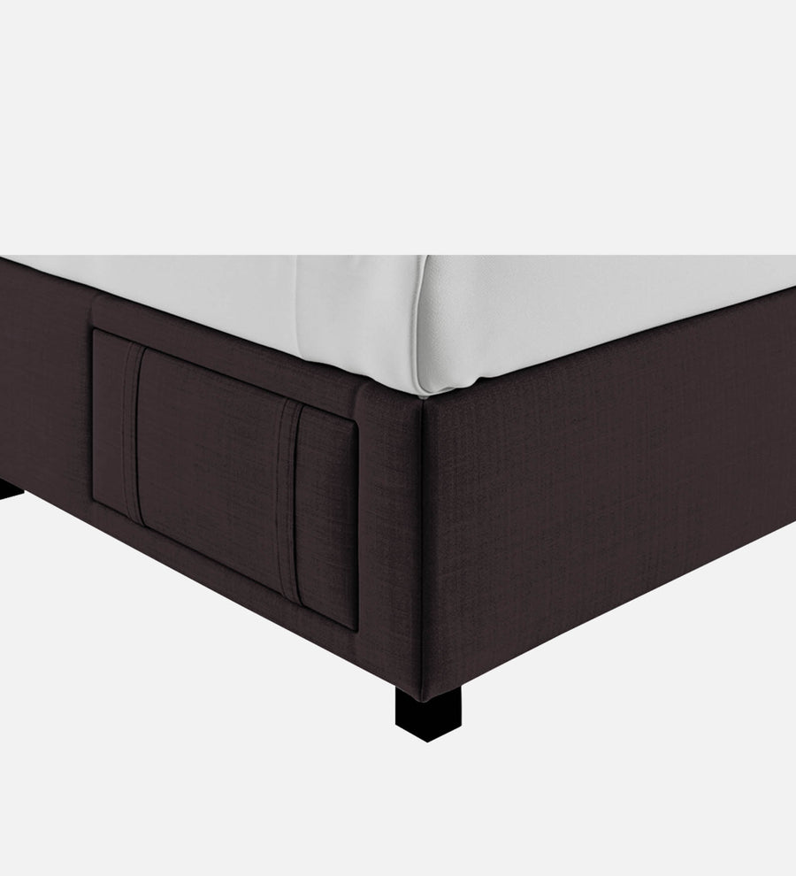 Nivi Fabric Upholstered King Size Bed In Cara Brown Colour With Drawer Storage - Febonic Living