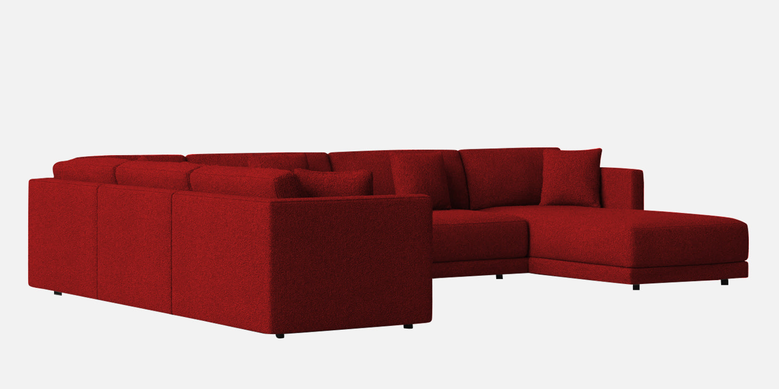 Carlin Fabric LHS 8 Seater Sectional Sofa In Blood Maroon Colour