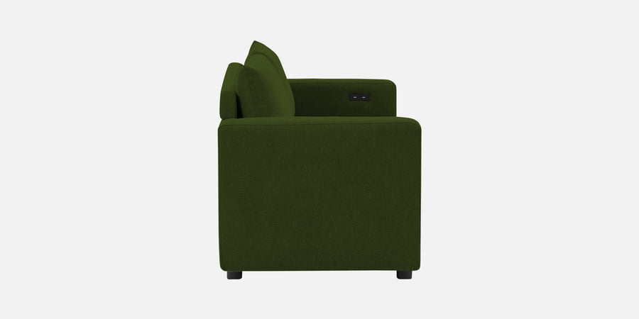 Roman Fabric 3 Seater Foldable Sofa Cum Bed In Olive Green Colour With Usb Port - Febonic Living