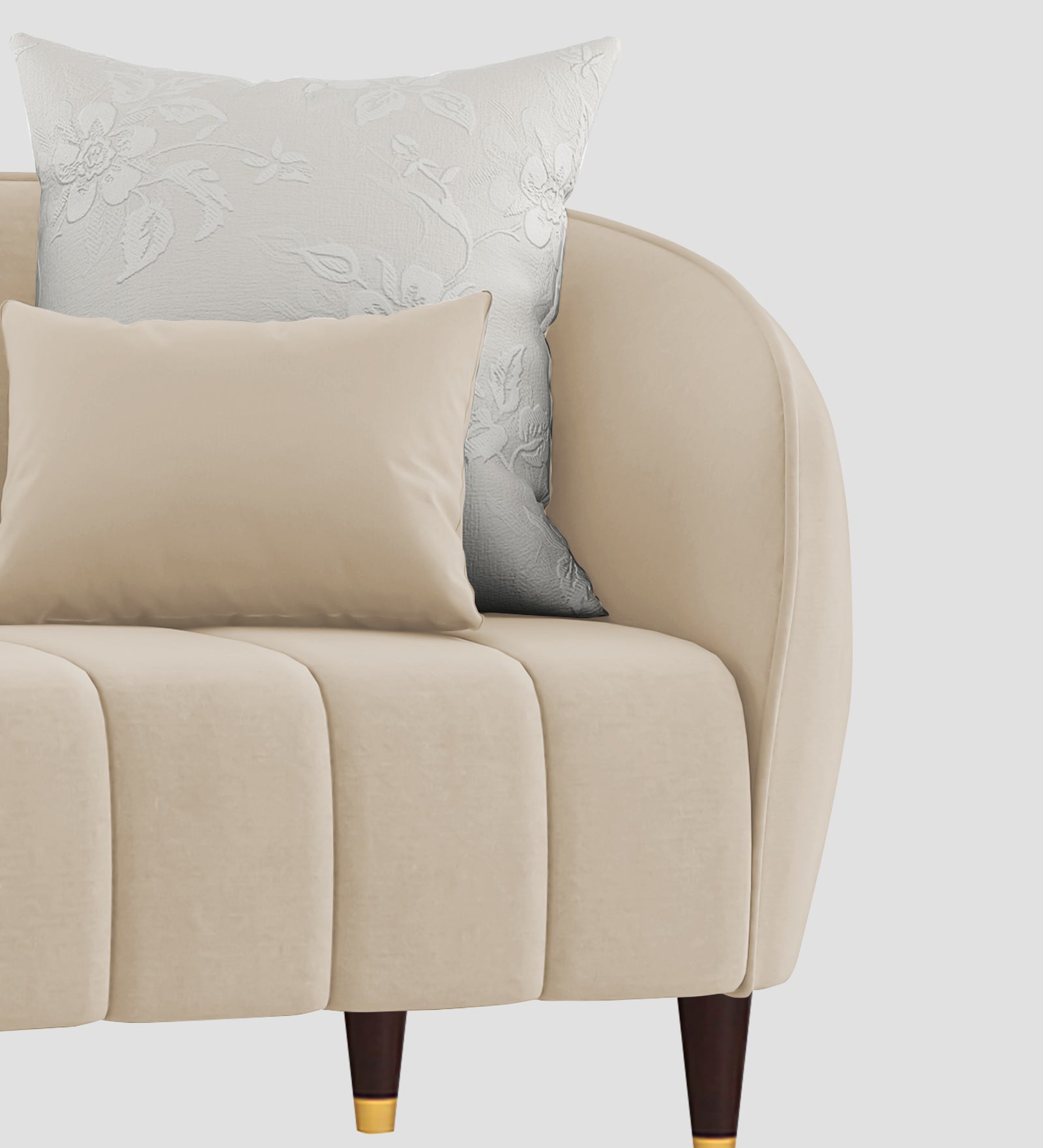 Hairo Velvet 1 Seater Sofa In  Cream Beige Colour - Febonic Living