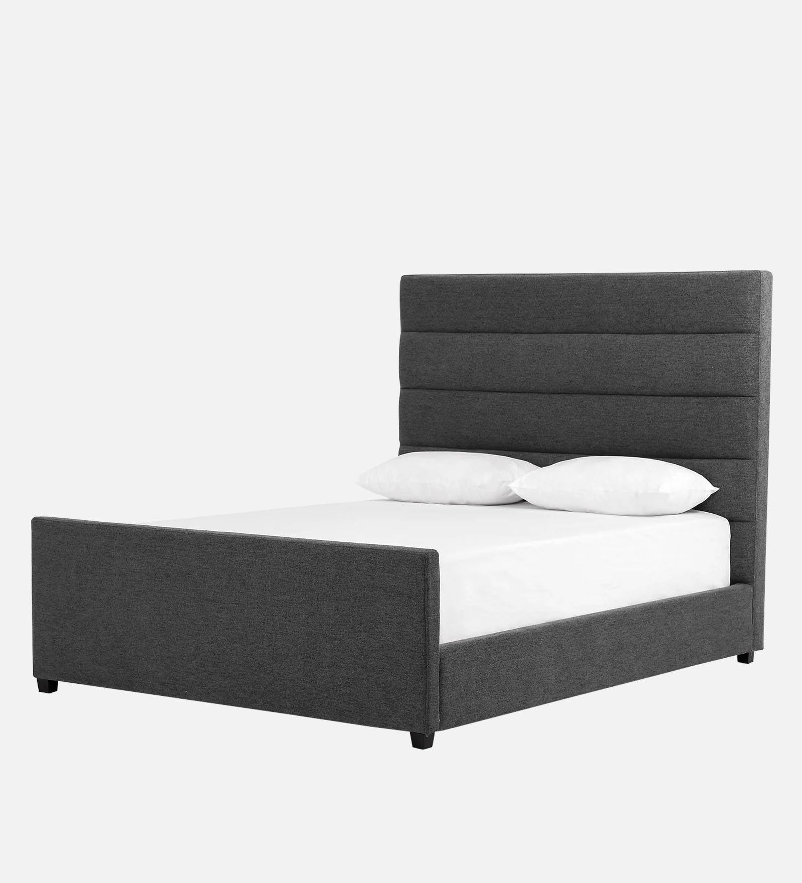 Pollen Fabric Queen Size Bed In Charcoal Grey Colour