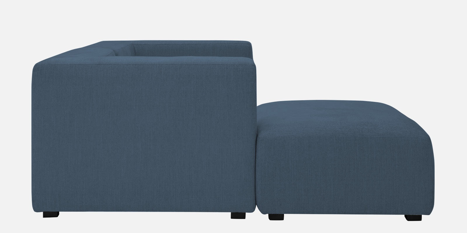 Dora Velvet RHS Sectional Sofa (2+Ottoman) In Oxford Blue Colour