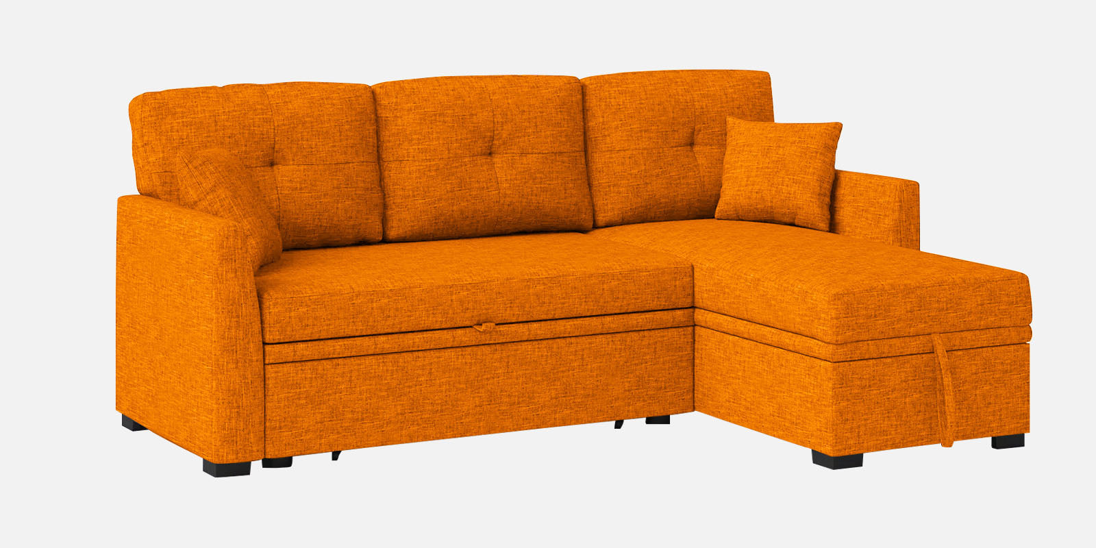 Jody Fabric 3 Seater Pull Out Sofa Cum Bed In Vivid Orange Colour