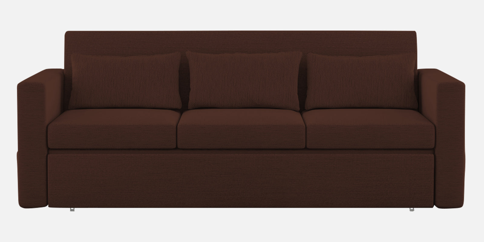 River Fabric 3 Seater Pull Out Sofa Cum Bed In Coffee Brown Colour