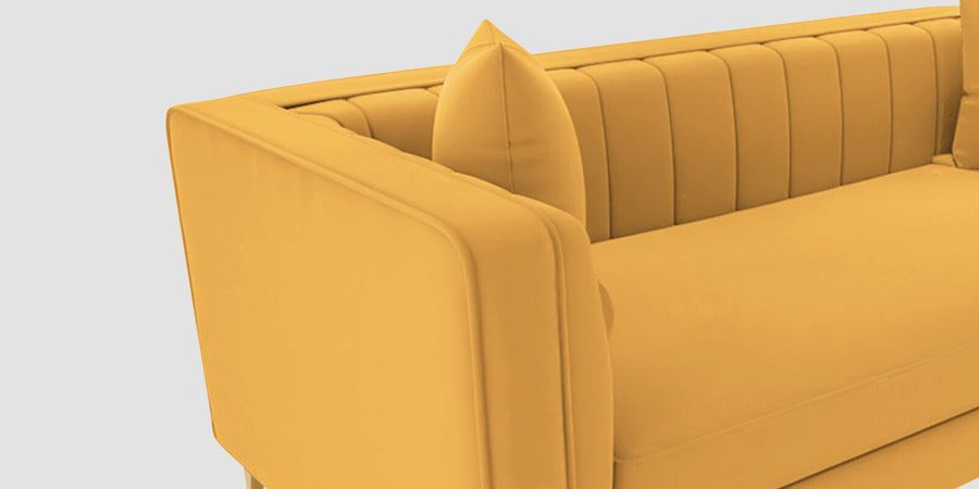 Saban Velvet 2 Seater Sofa In Turmeric Yellow Colour - Febonic Living