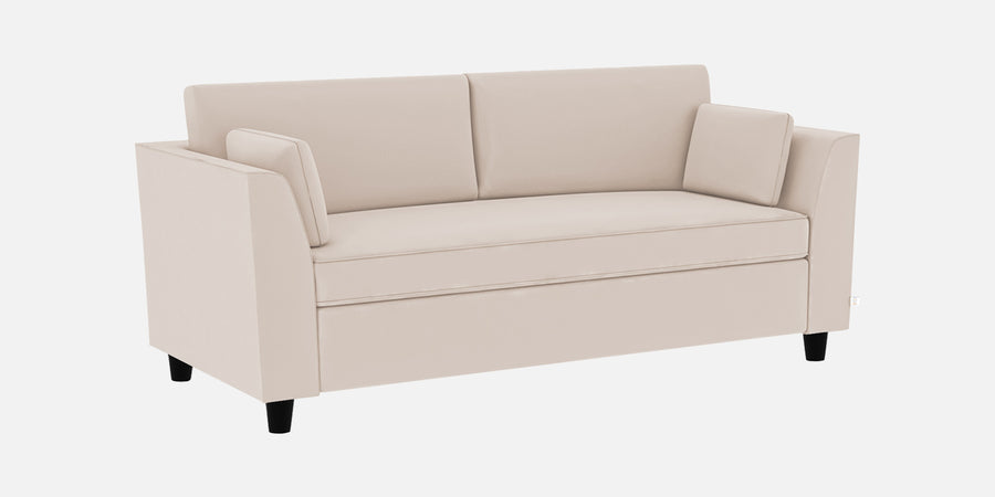 Bristo Velvet 3 Seater Sofa In Camel Beige Colour With Storage - Febonic Living