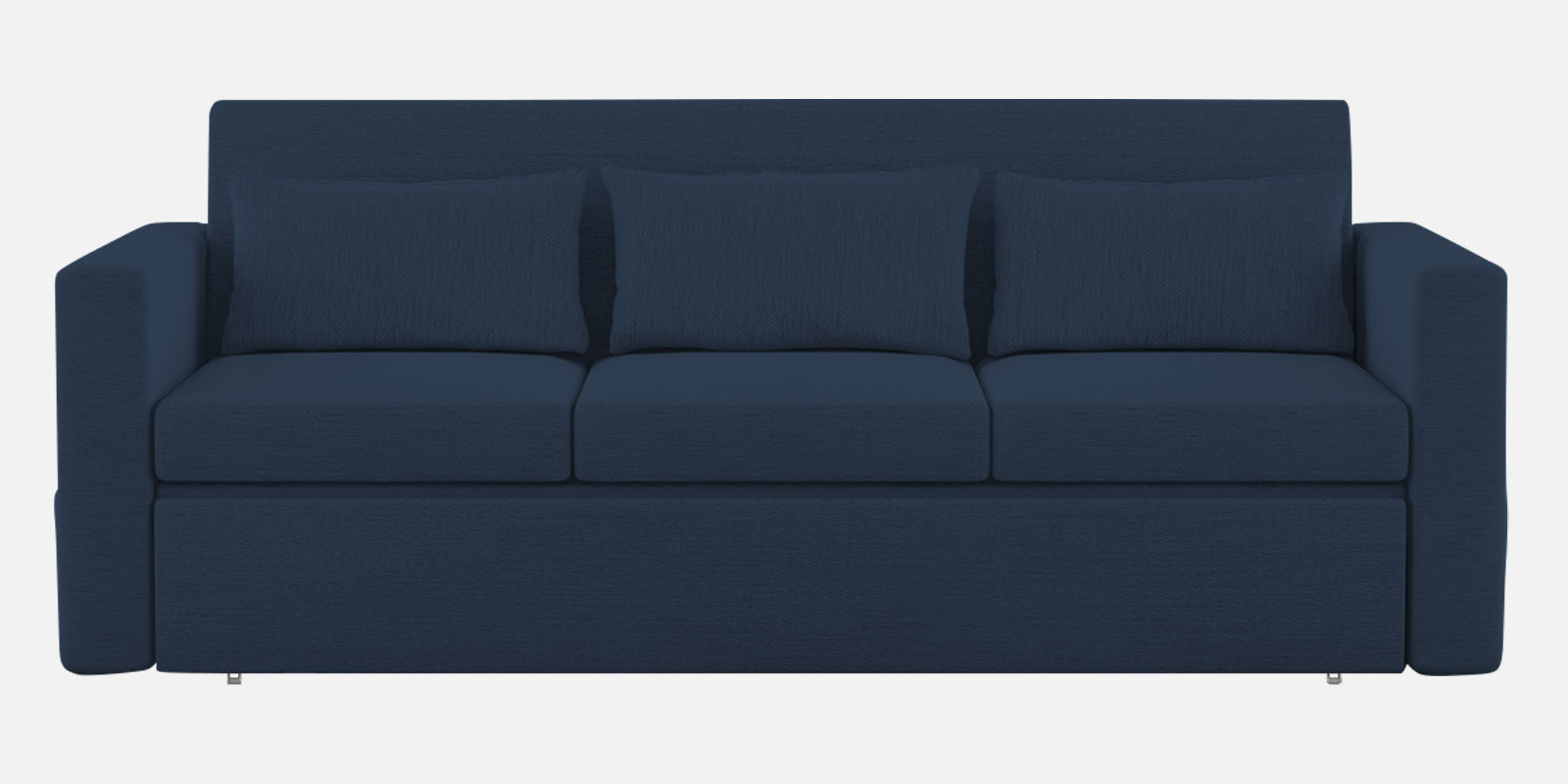 River Fabric 3 Seater Pull Out Sofa Cum Bed In Denim Blue Colour