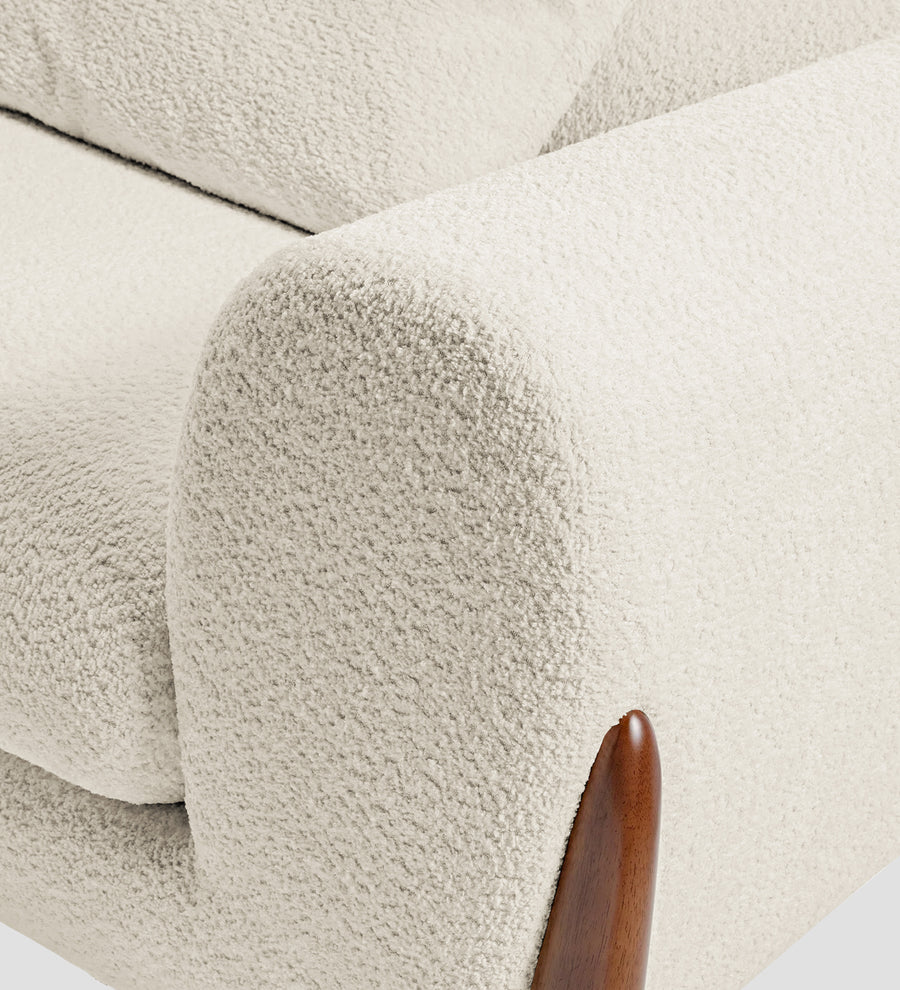 Boko Boucle 1 Seater Sofa In Shell White Colour - Febonic Living