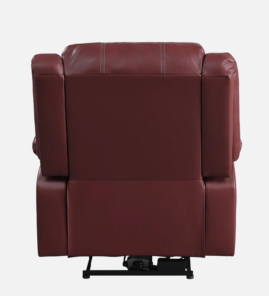 Santo Leatherette 1 Seater Motorized Recliner In Red Maroon Leather Finish - Febonic Living