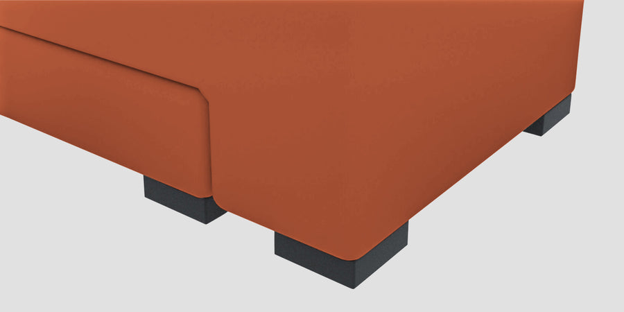 Corby Velvet Rhs 6 Seater Convertible Sofa Cum Bed In Yam Orange Colour - Febonic Living
