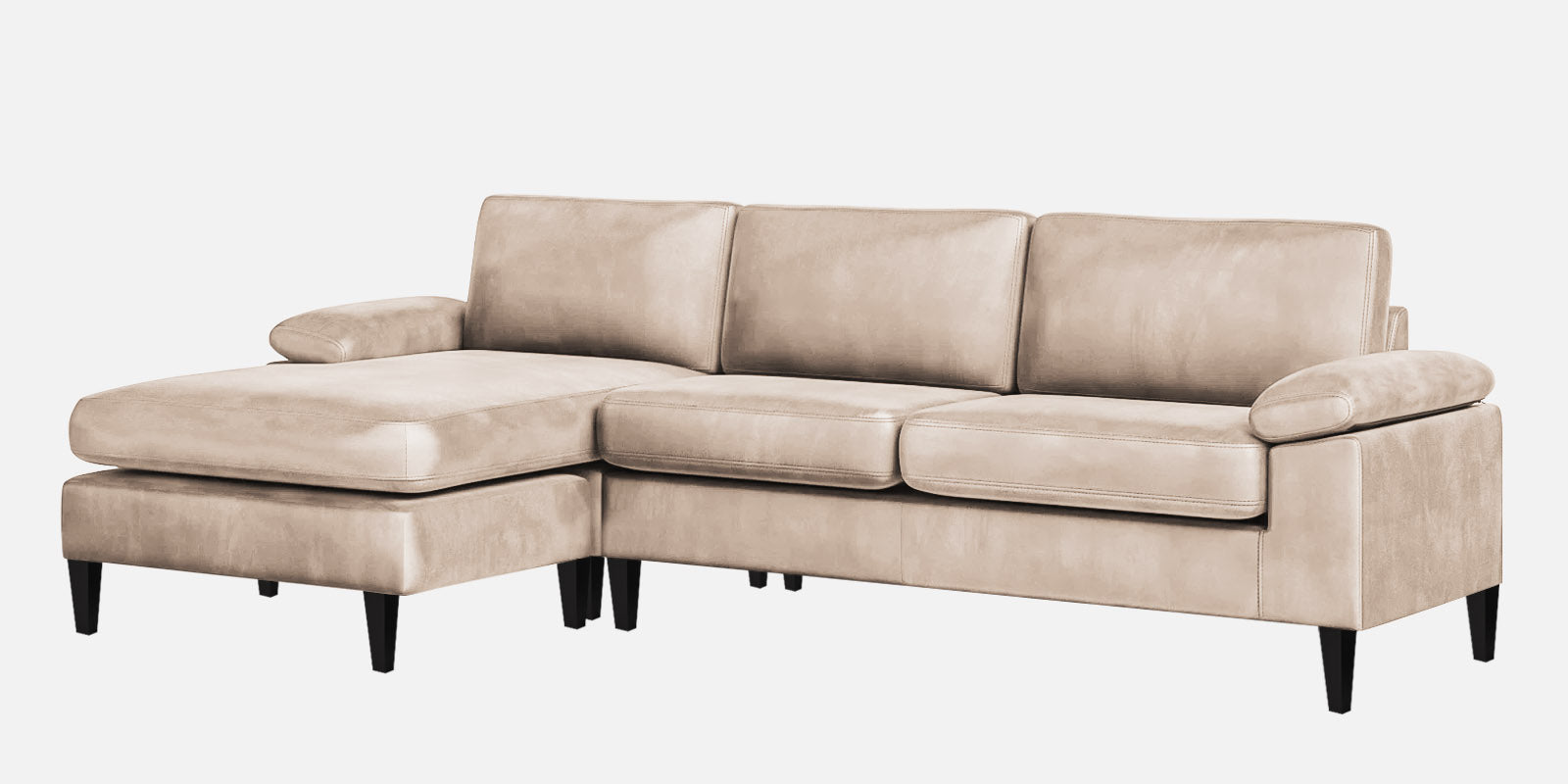 Vegas Velvet RHS Sectional Sofa (3+Lounger) In Camel Beige Colour