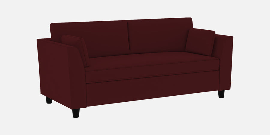 Bristo Velvet 3 Seater Sofa In Blood Maroon Colour With Storage - Febonic Living