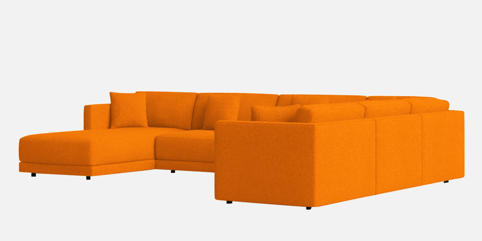 Carlin Fabric RHS 8 Seater Sectional Sofa In Vivid Orange Colour