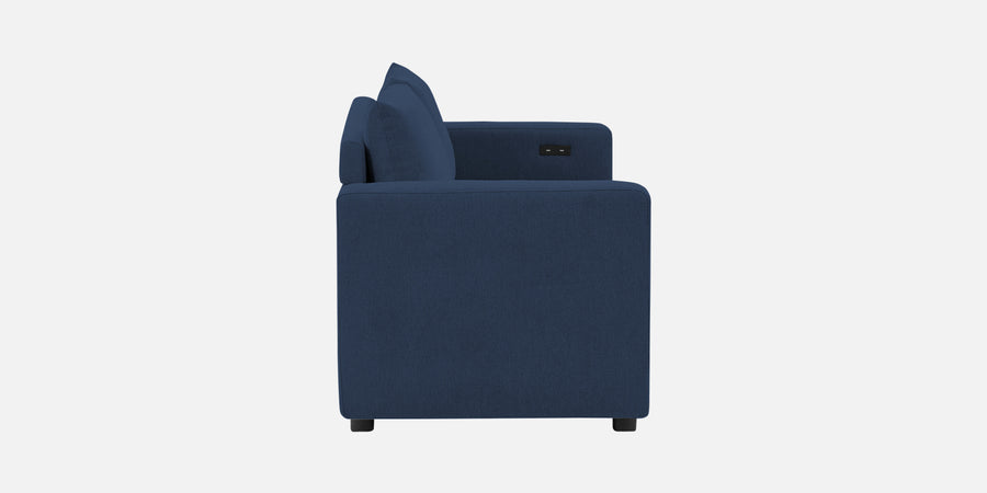 Roman Fabric 3 Seater Foldable Sofa Cum Bed In Denim Blue Colour With Usb Port - Febonic Living