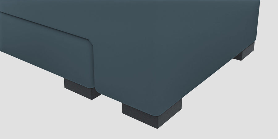 Corby Velvet Rhs 6 Seater Convertible Sofa Cum Bed In Oxford Blue Colour - Febonic Living