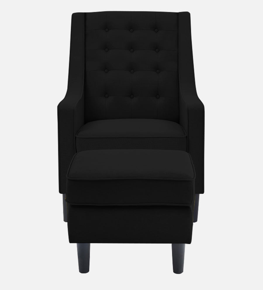Sona Fabric Barrel Chair With Ottoman In Zed Black Colour - Febonic Living