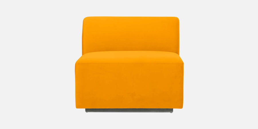 Bufa Velvet Lhs Sectional Sofa In Saffron Yellow Colour With Ottoman - Febonic Living