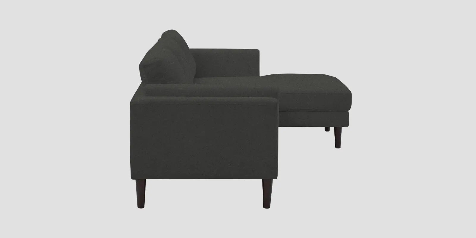 Creata Fabric LHS Sectional Sofa (2+Lounger) In Charcoal Grey Colour Febonic Living