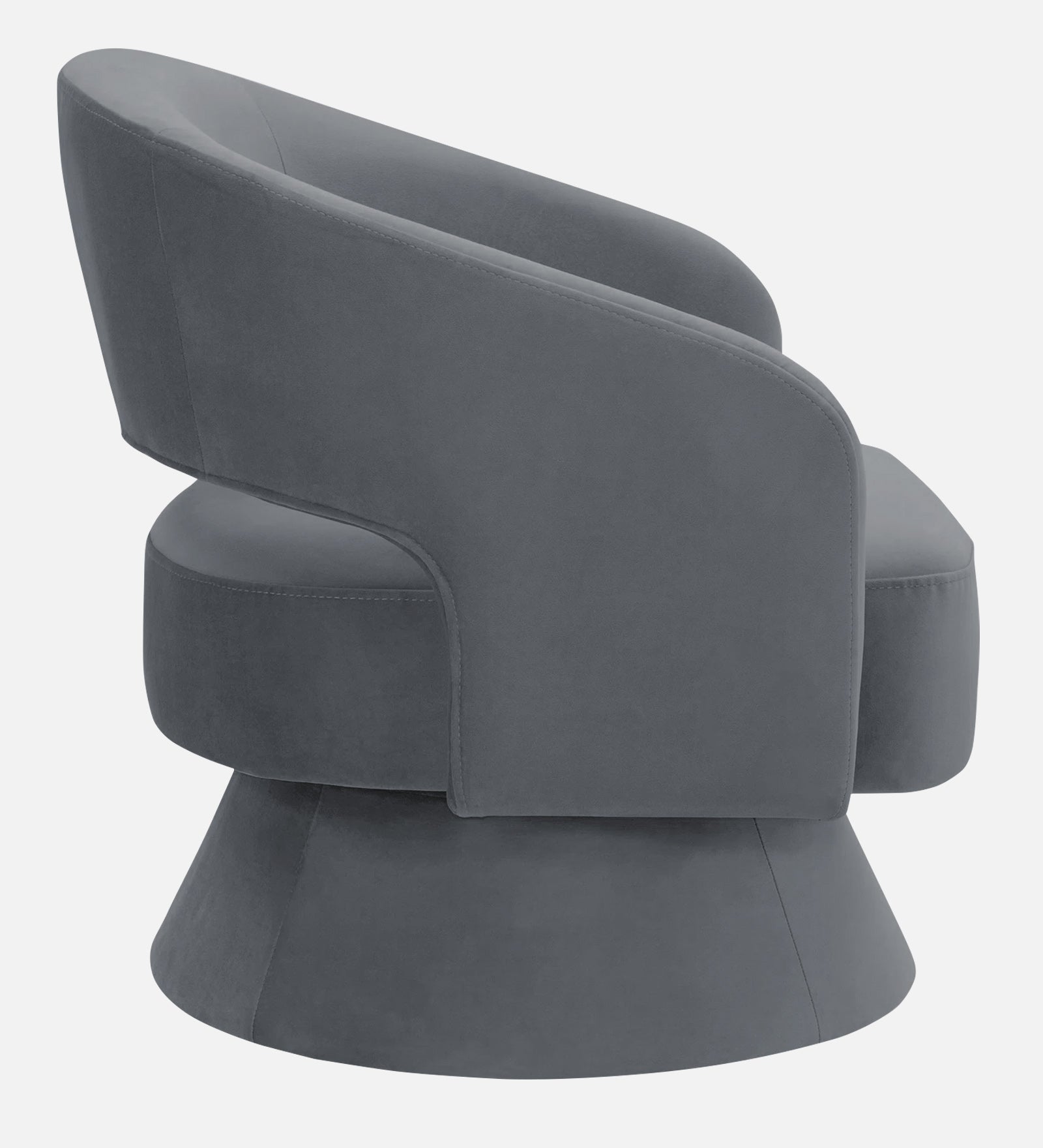 Pendra Velvet Swivel Chair in Pubble Grey Colour