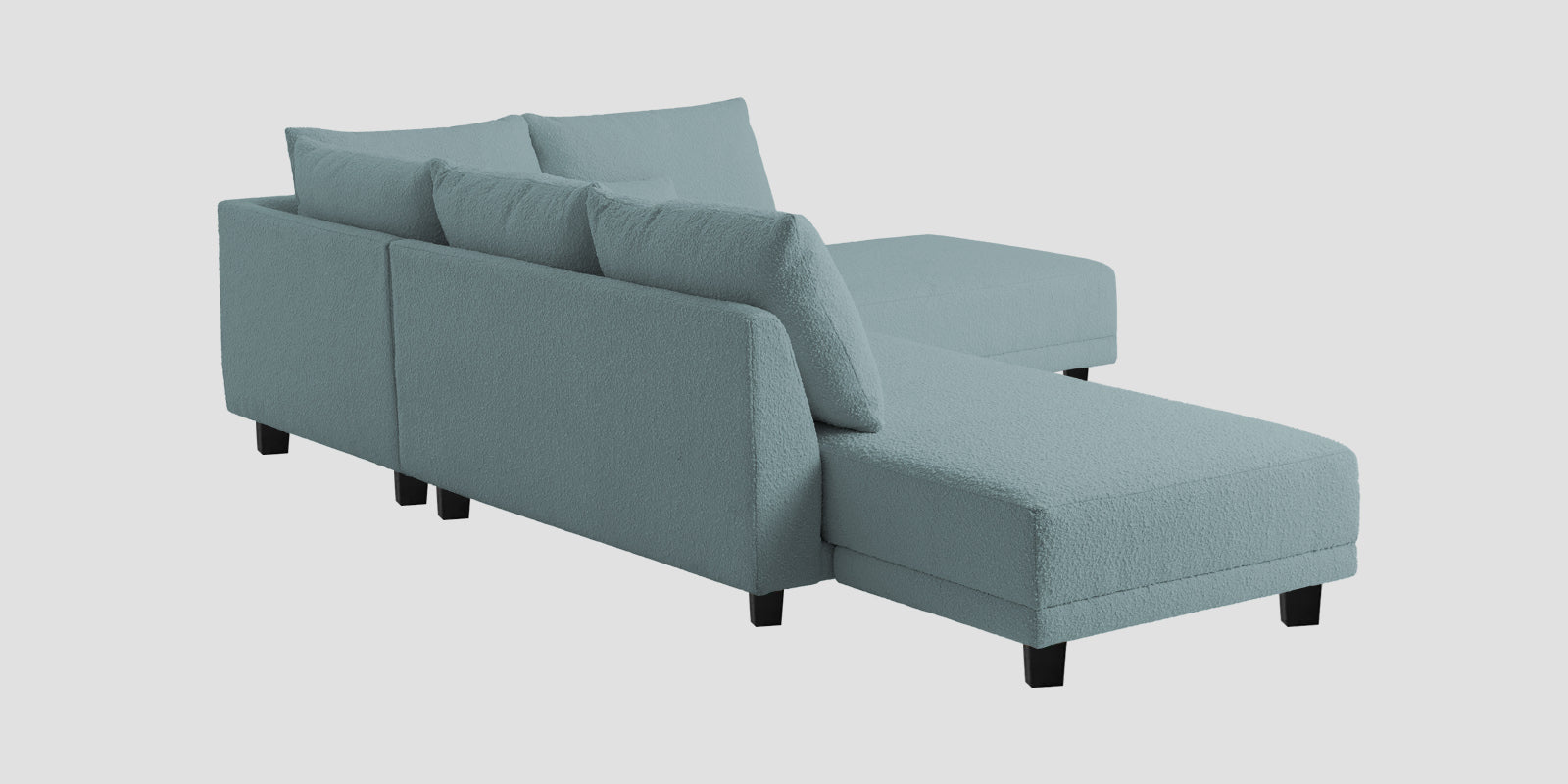 Ira Boucle Fabric LHS 6 Seater Convertible Sofa Cum Bed In Stormy Blue Colour - Febonic Living