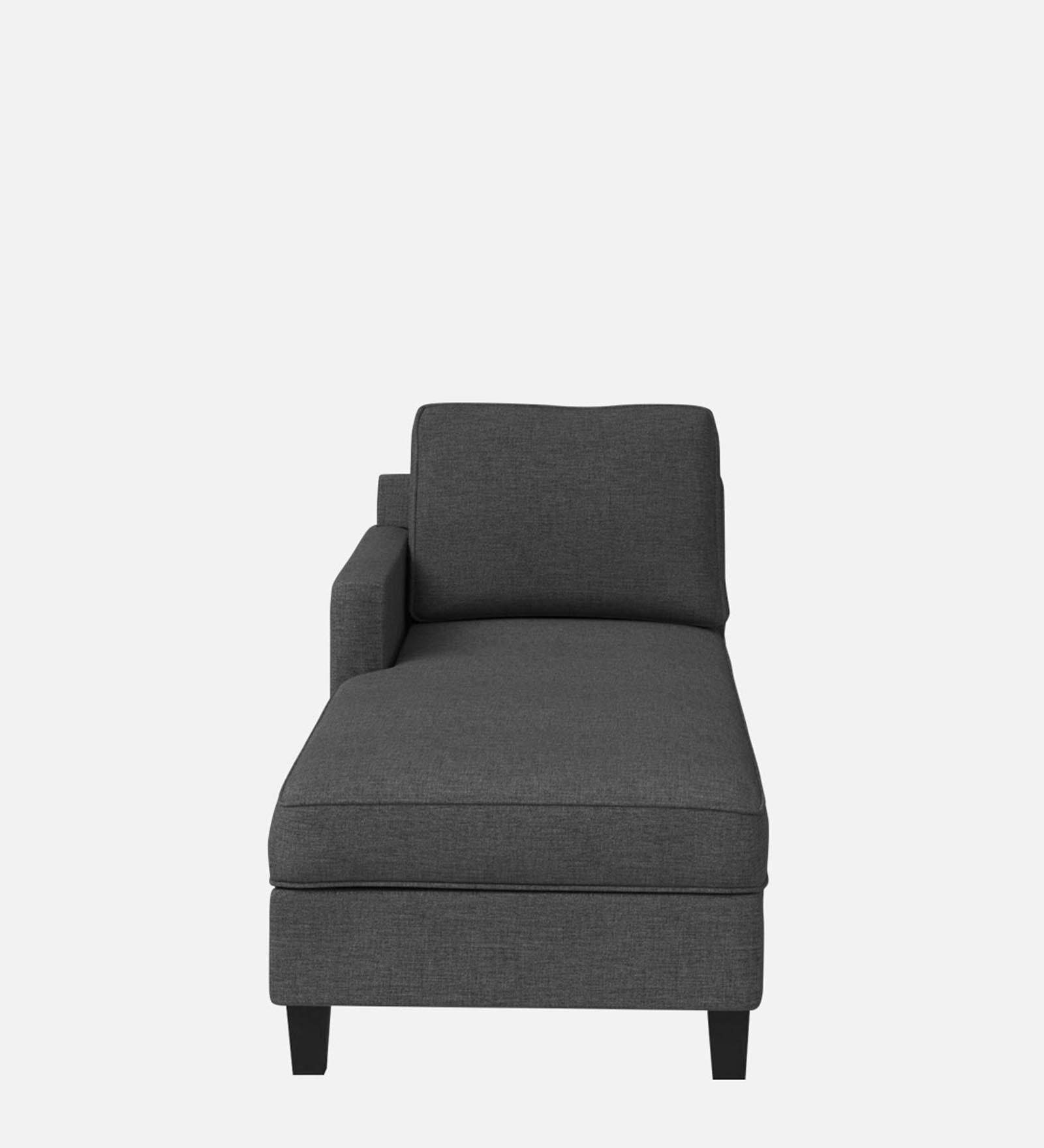 Royee Fabric LHS Chaise Lounger In Charcoal Grey Colour With Storage