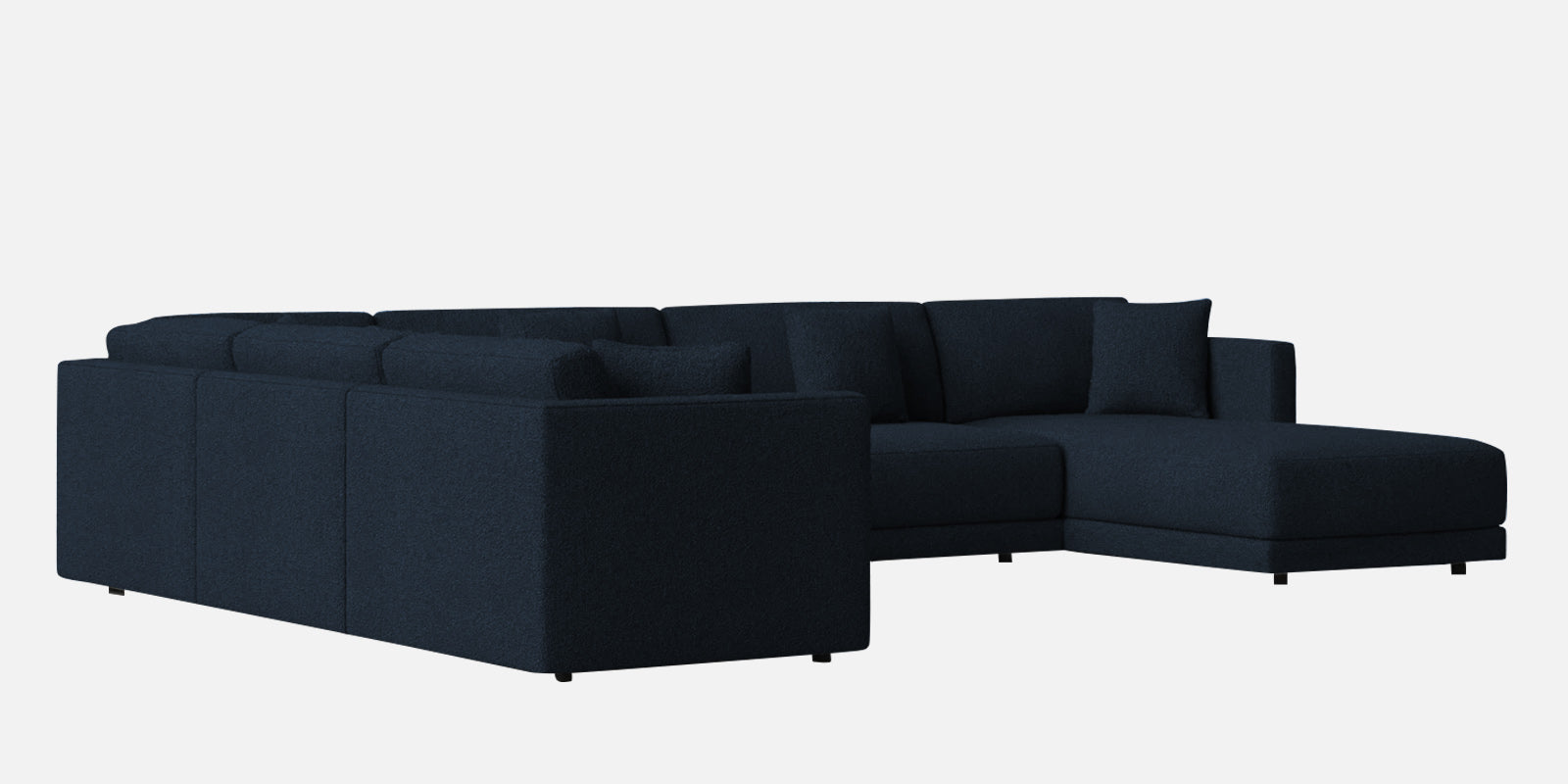 Carlin Fabric LHS 8 Seater Sectional Sofa In Denim Blue Colour