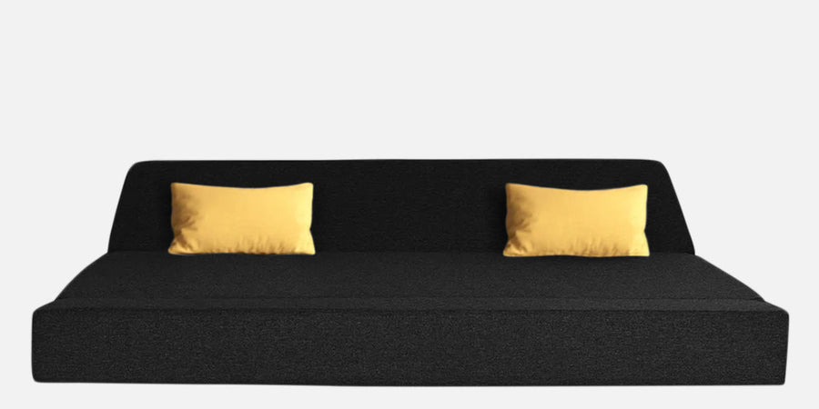 Fleepy Fabric 3 Seater Foldable Sofa Cum Bed In Zed Black Colour - Febonic Living