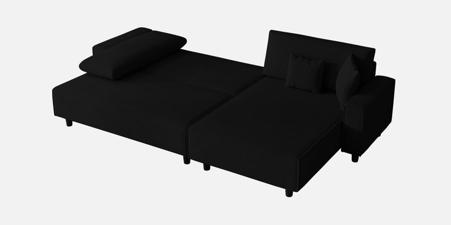Peach Fabric Lhs 6 Seater Sofa Cum Bed With Storage In Zed Black Colour - Febonic Living